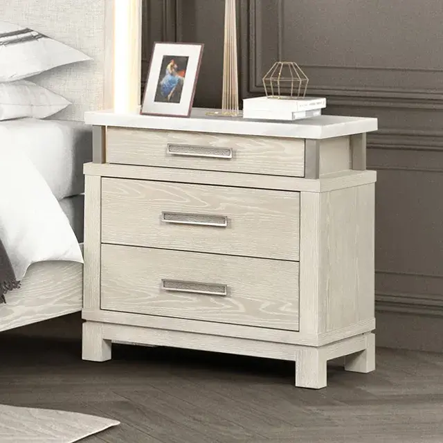 Transitional Weathered Gray Nightstand — Nightstand, view 6
