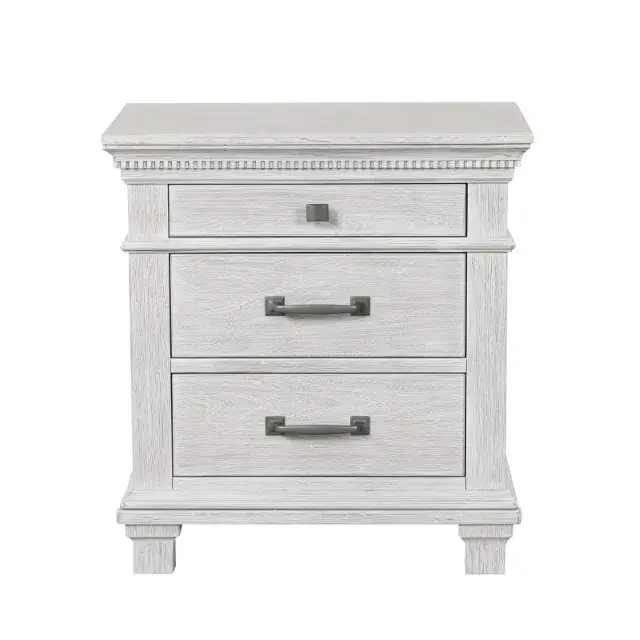 Transitional Weathered Gray Nightstand (Swanley) — Nightstand, view 11