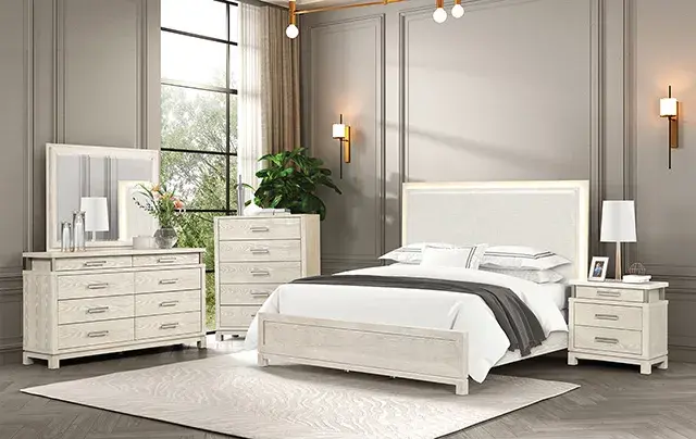 Transitional Weathered Gray Queen Bedroom Set — Bed Frame, view 2