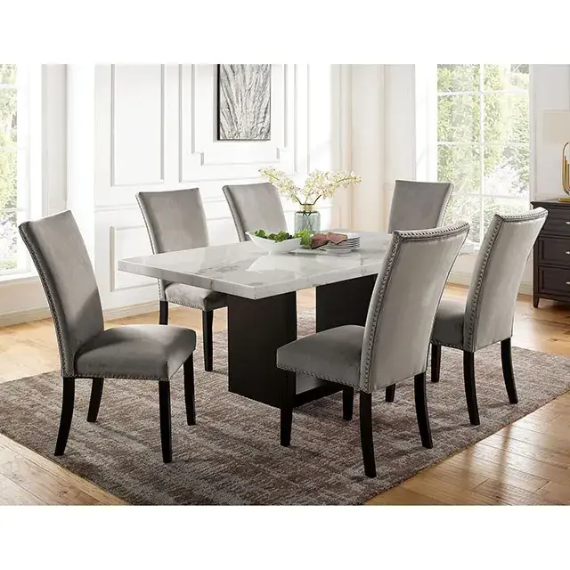 Transitional White, Black Dining Set — Dining Table, view 5