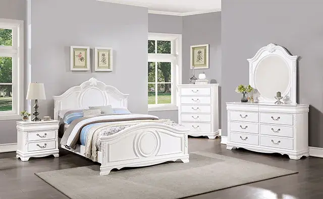 Transitional White Nightstand — Nightstand, view 3