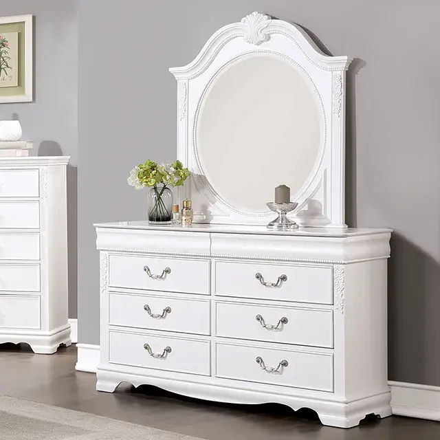 Transitional White Nightstand — Nightstand, view 4