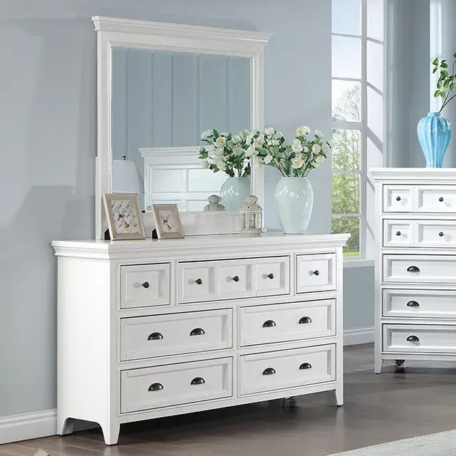 Transitional White Nightstand (Castile) — Nightstand, view 4