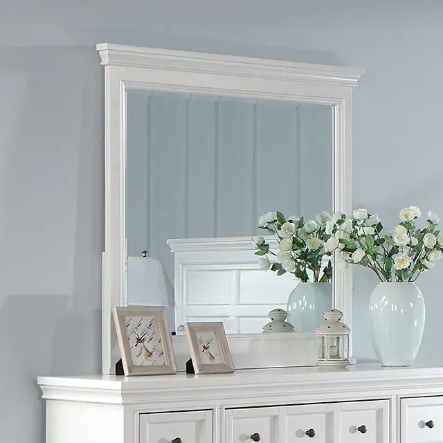 Transitional White Nightstand (Castile) — Nightstand, view 5