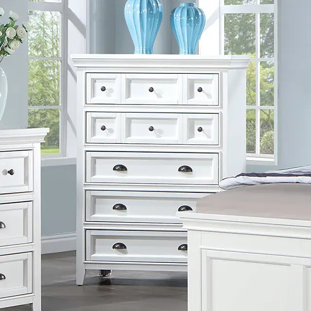 Transitional White Nightstand (Castile) — Nightstand, view 6