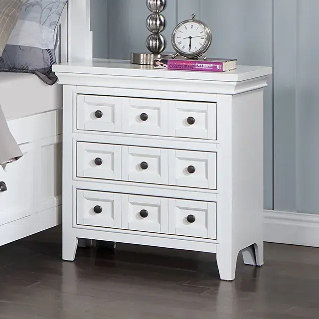Transitional White Nightstand (Castile) — Nightstand, view 2