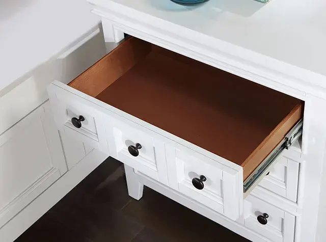 Transitional White Nightstand (Castile) — Nightstand, view 7