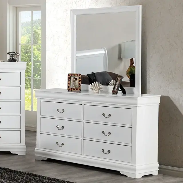 Transitional White Nightstand (Louis Philippe) — Nightstand, view 2