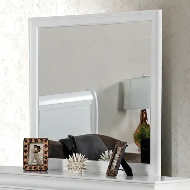 Transitional White Nightstand (Louis Philippe) — Nightstand, view 3