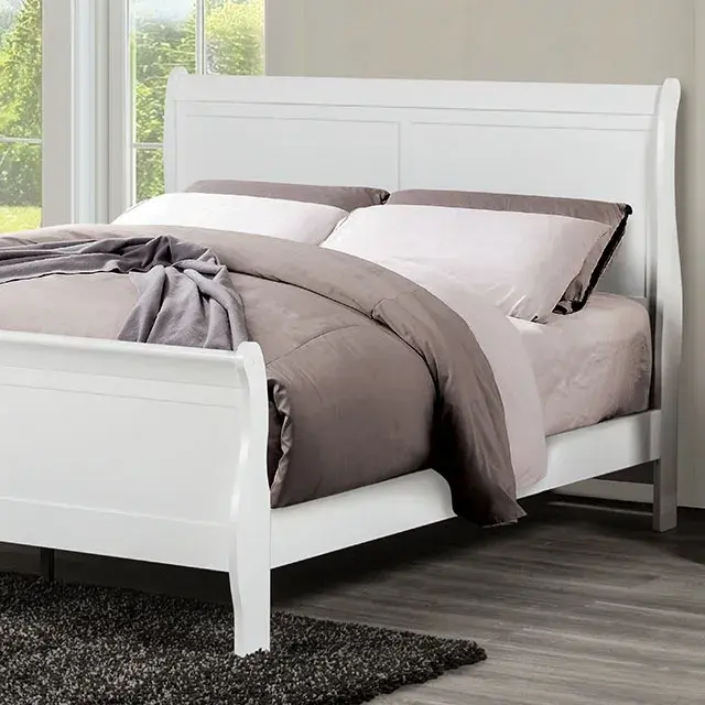 Transitional White Nightstand (Louis Philippe) — Nightstand, view 4