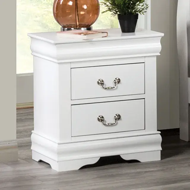 Transitional White Nightstand (Louis Philippe) — Nightstand, view 6