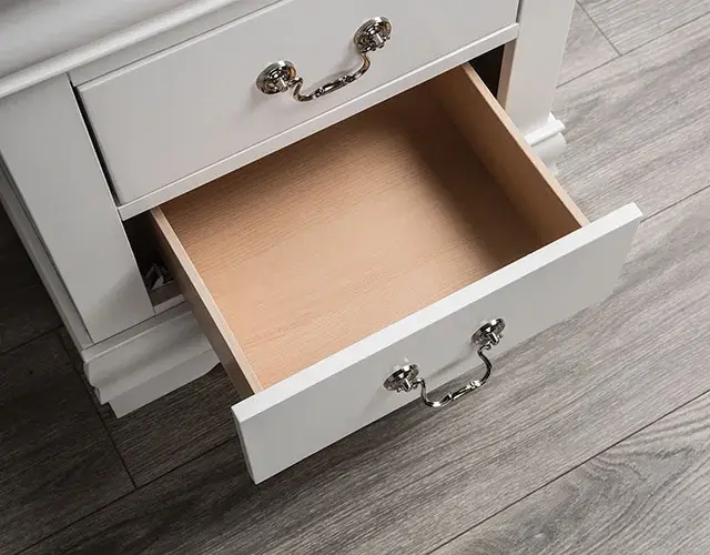 Transitional White Nightstand (Louis Philippe) — Nightstand, view 7