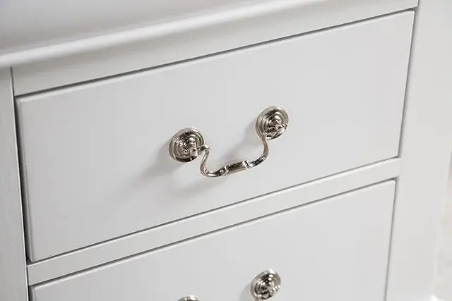 Transitional White Nightstand (Louis Philippe) — Nightstand, view 8