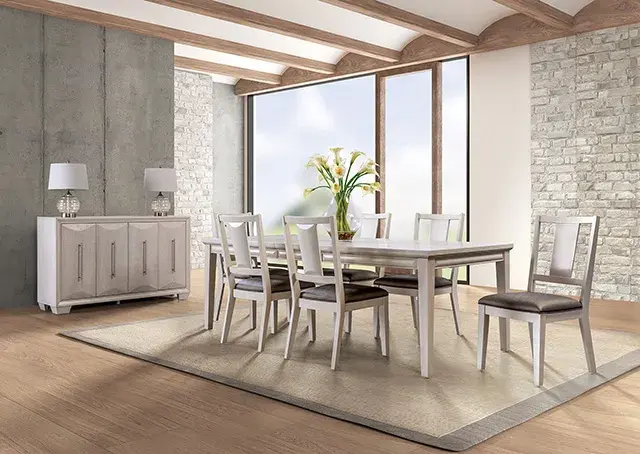 Transitional White Oak Dining Set — Dining Table, view 3