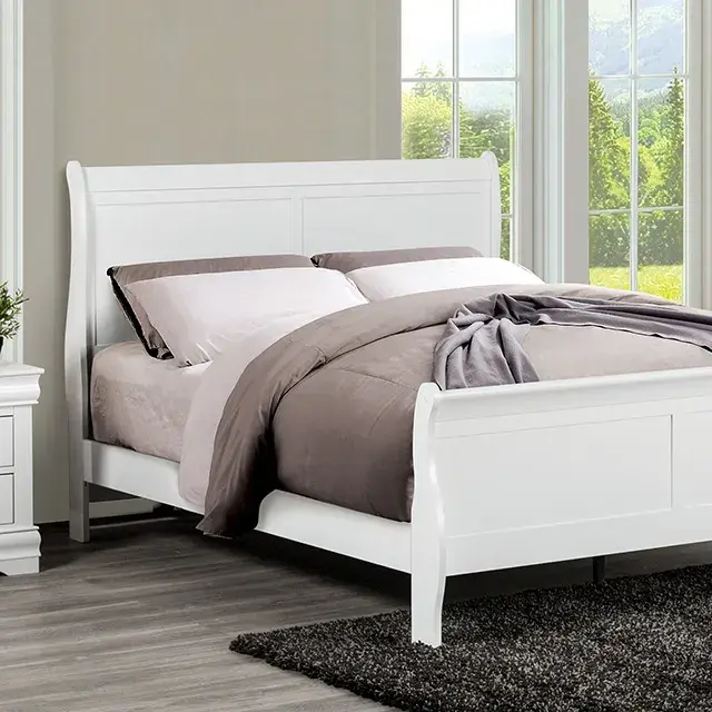 Transitional White Queen Bedroom Set — Bed Frame, main view