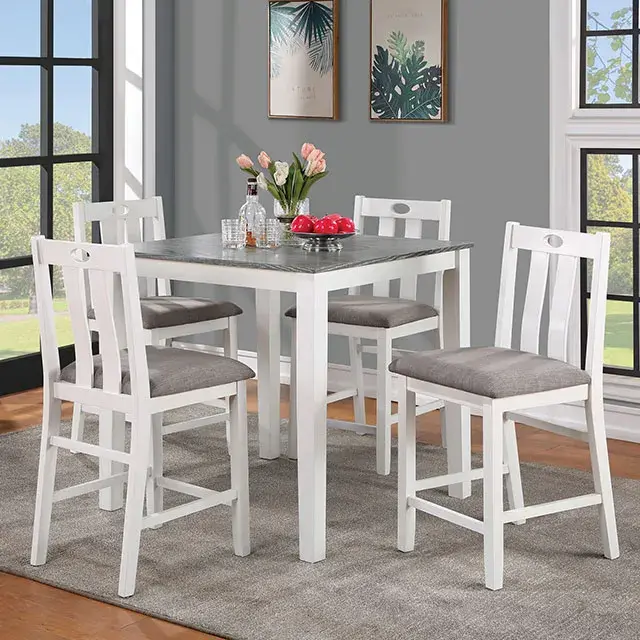 Transitional White/Gray Dining Set — Dining Table, main view