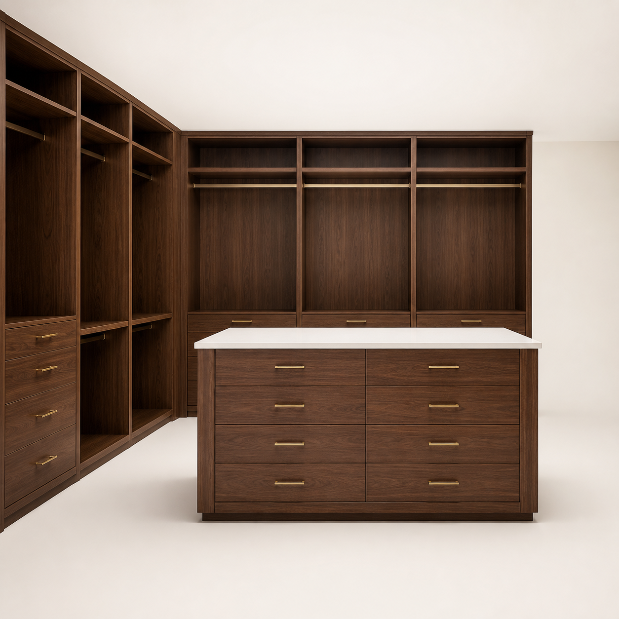 Boutique Walk-In Wardrobe with Center Island for Residential environments, alternate view