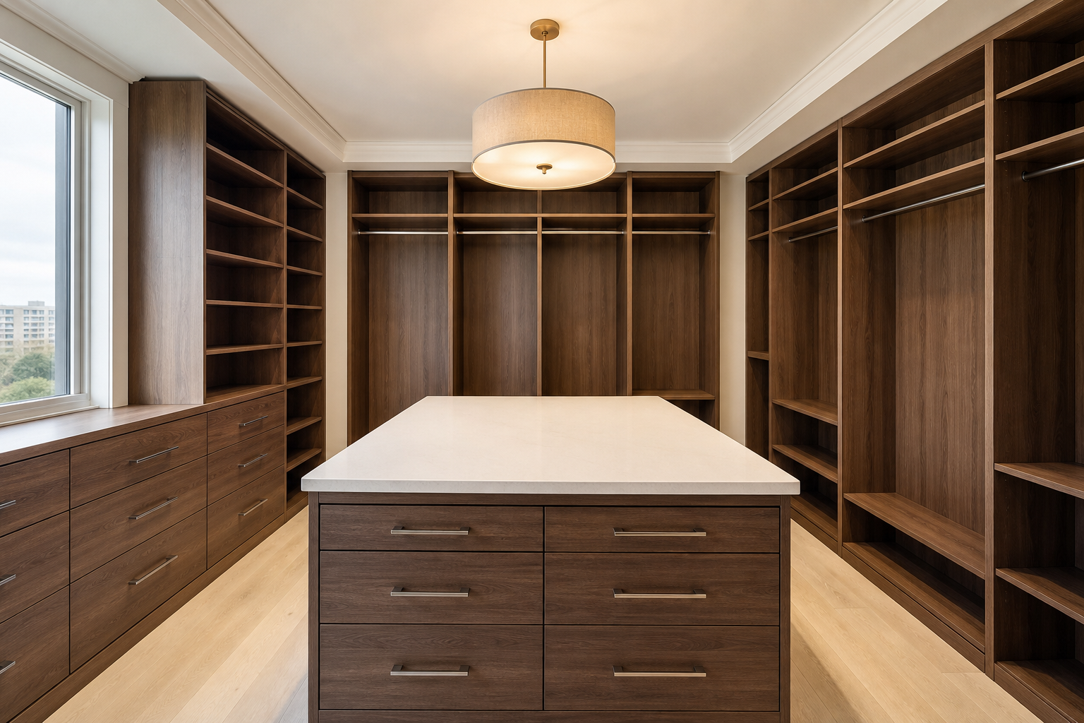 Boutique Walk-In Wardrobe with Center Island — Walk-In Closets, main view
