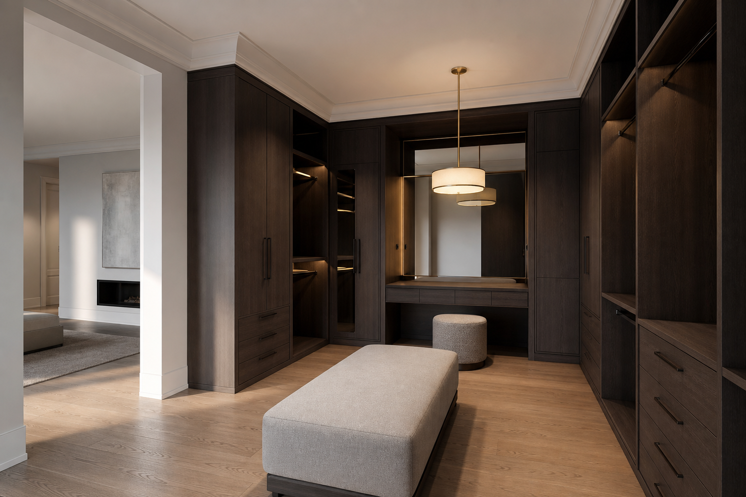 Luxury Dressing Room Suite with Vanity — Walk-In Closets, main view