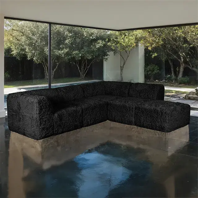Contemporary Black Sectional Sofa — Sofa, main view