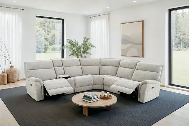 Contemporary Dove Gray Power Reclining Sectional — Sofa, main view