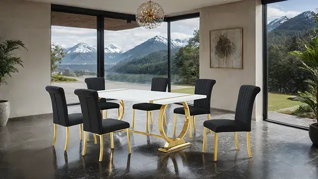 Contemporary Gold/Black Dining Set — Dining Table, main view