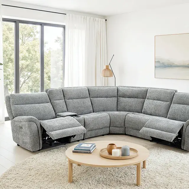 Contemporary Gray Power Reclining Sectional (Mattheus) — Sofa, main view