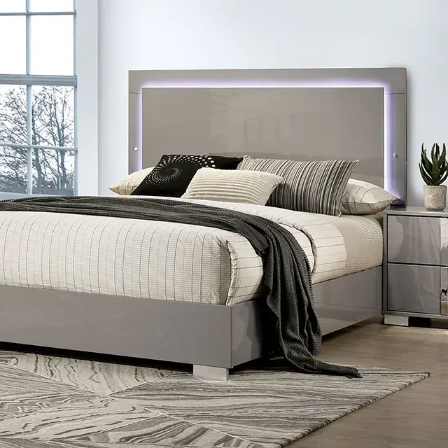Contemporary Light Taupe Queen Bedroom Set — Bed Frame, main view