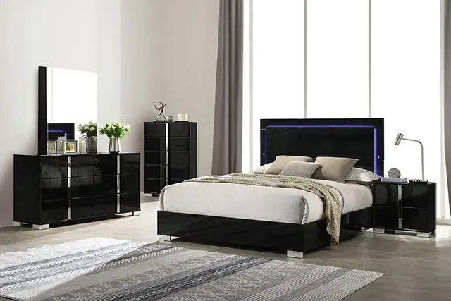 Contemporary Piano Black Nightstand — Nightstand, main view