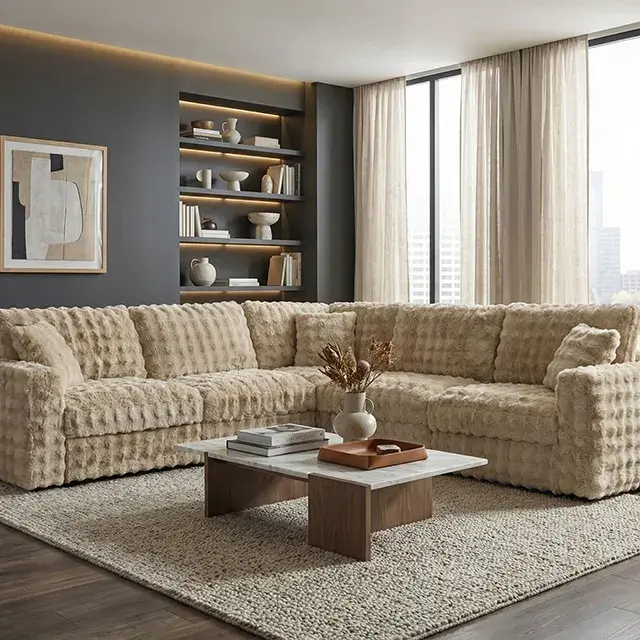 Contemporary Sand Sectional Sofa — Sofa, main view