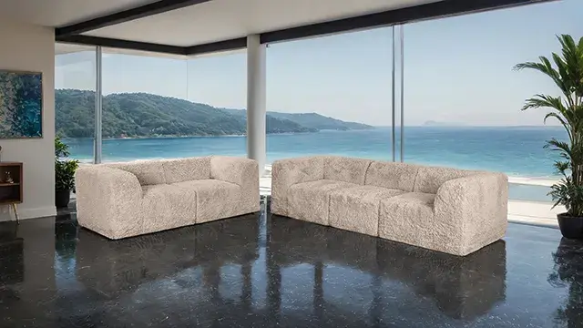 Contemporary Taupe Loveseat — Sofa, main view