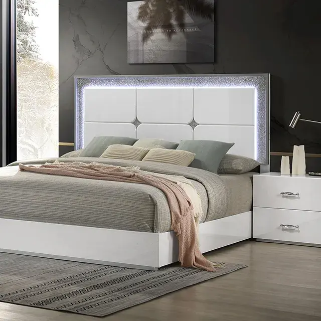 Contemporary White Queen Bedroom Set (Stoholm) — Bed Frame, main view