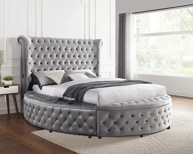 Glam Gray Queen Bedroom Set — Bed Frame, main view