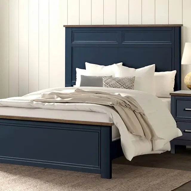 Modern Farmhouse Blue/Dark Brown Nightstand — Nightstand, main view