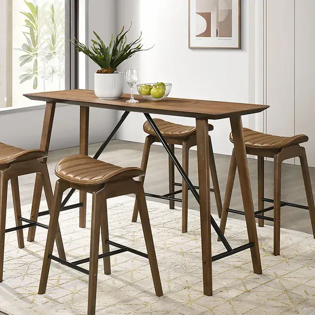 Table + 4 Chairs Mid-century Modern Dining Set (Klamath) — Dining Table, main view