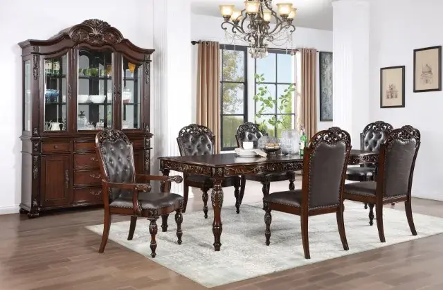 Traditional Brown Cherry/Espresso Dining Set — Dining Table, main view