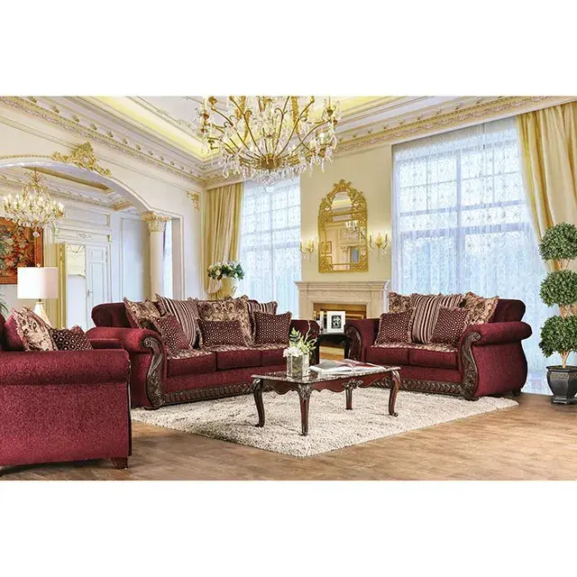 Traditional Wine, Gold Loveseat — Sofa, main view