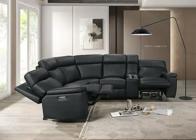 Transitional Black Power Reclining Sectional — Sofa, main view