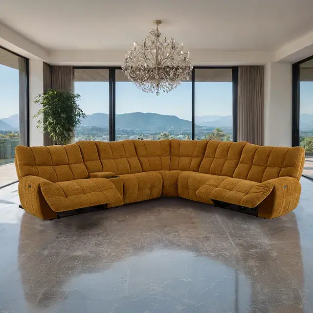 Transitional Butterscotch Power Reclining Sectional — Sofa, main view