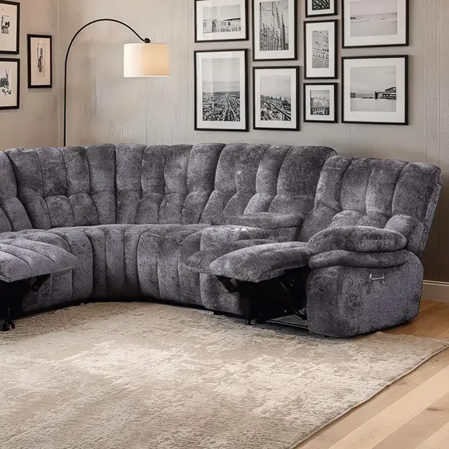 Transitional Dark Gray Power Reclining Sectional — Sofa, main view