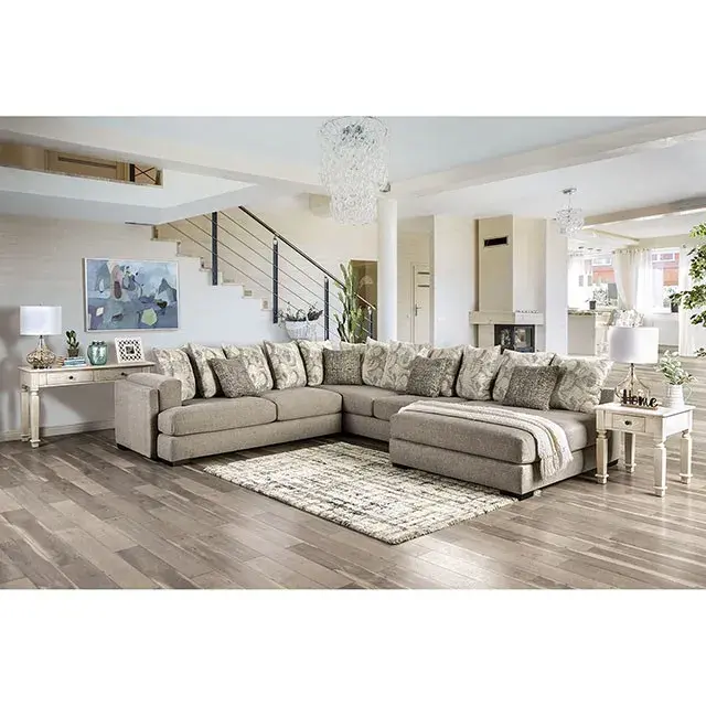 Transitional Light Gray Sectional Sofa (Angelia) — Sofa, main view