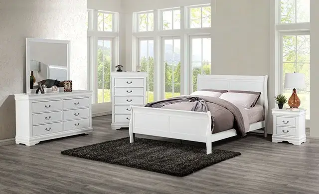 Transitional White Nightstand (Louis Philippe) — Nightstand, main view